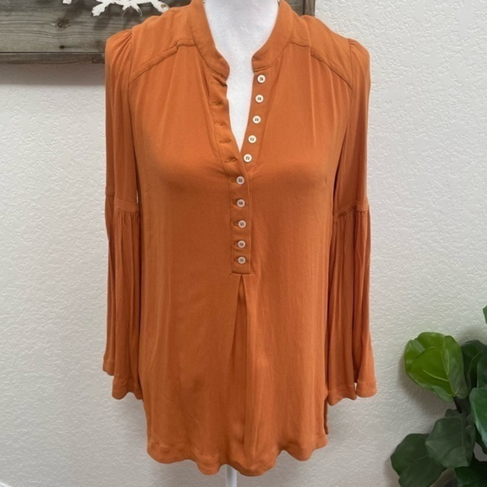 Free people orange tunic long sleeve flowy top blouse‎ S